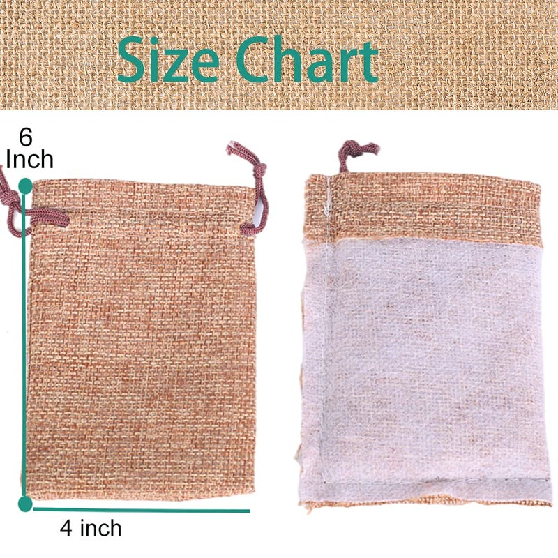 LYSXP 50PCS Burlap Bags with Drawstringï¼Œ4x6 Inch Drawstring Gift Bag Jewelry Pouches for Wedding Party Favors, DIY Craft Christmas Presents - Image 2